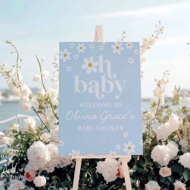 Oh Baby! Daisy blue Baby Shower Welcome Poster (Creator Uploaded)