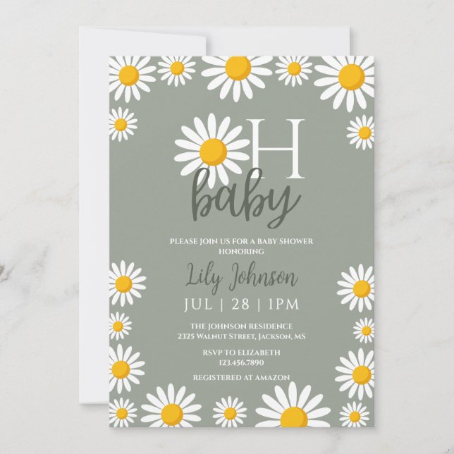 Oh Baby Daisy Gender Neutral Baby Shower  Invitation (Front)
