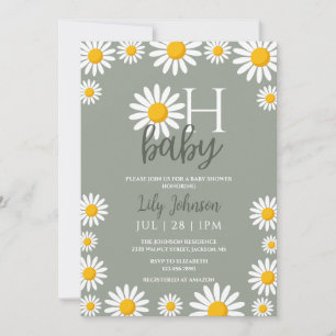 Oh Baby Daisy Gender Neutral Baby Shower  Invitation