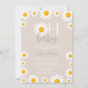 Oh Baby Daisy Neutral Baby Shower All In One Invitation