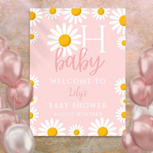 Oh Baby Daisy Pink Baby Shower Welcome Sign