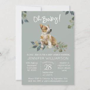 Oh Baby! Dog Baby Shower Corgi Puppy Invitation