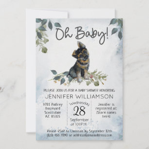Oh Baby! Dog Baby Shower German Shepherd Invitation