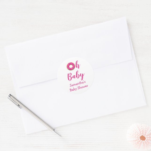 Oh Baby Donut Baby Shower Classic Round Sticker (Envelope)