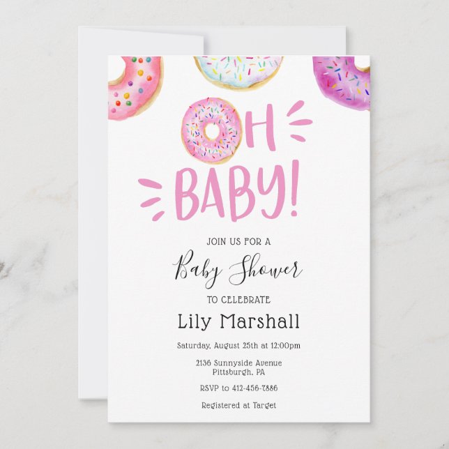 Oh Baby Donut Baby Shower Invitation (Front)