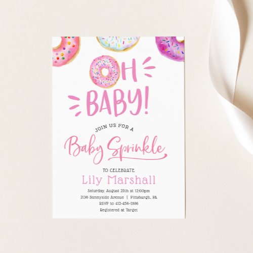Oh Baby Donut Baby Sprinkle Invitation