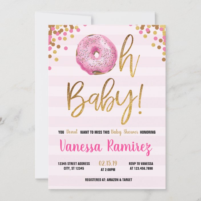 Oh Baby Donut Girl Baby Shower Sprinkle Invitation Zazzle Com