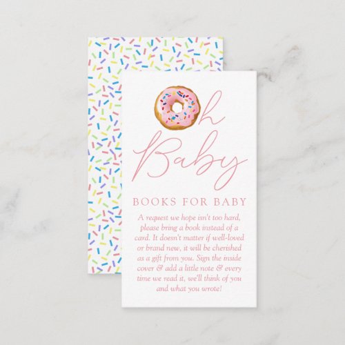 Oh Baby Donut Sprinkle Baby Shower Book Request Enclosure Card
