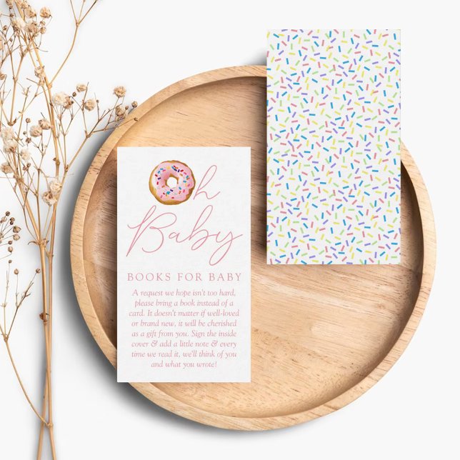 Oh Baby Donut Sprinkle Baby Shower Book Request Enclosure Card (Creator Uploaded)