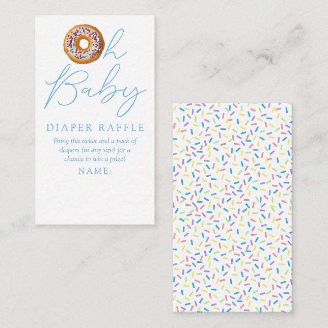 Oh Baby Donut Sprinkle Baby Shower Diaper Raffle E Enclosure Card (Front/Back)