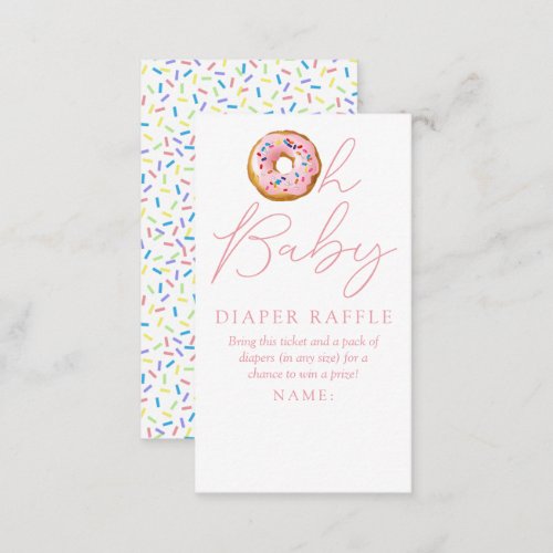 Oh Baby Donut Sprinkle Baby Shower Diaper Raffle Enclosure Card