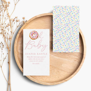Oh Baby Donut Sprinkle Baby Shower Diaper Raffle Enclosure Card