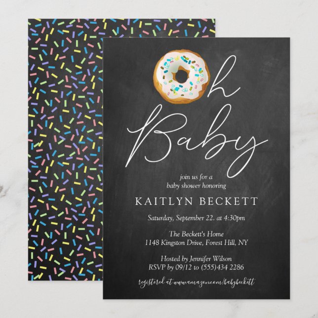 Oh Baby Donut Sprinkle Baby Shower Invitation (Front/Back)