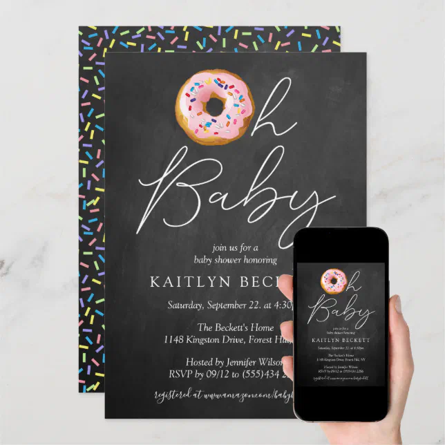 Oh Baby Donut Sprinkle Baby Shower Invitation Zazzle