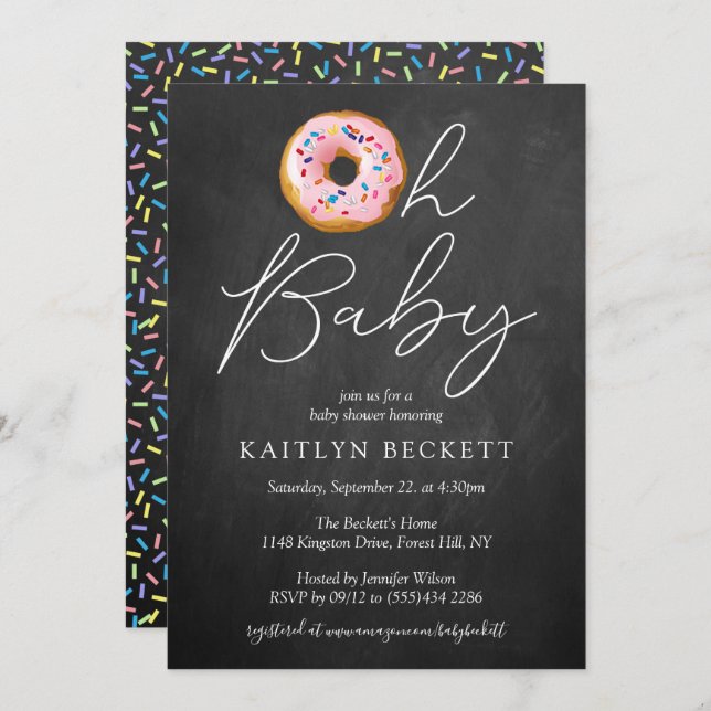 Oh Baby Donut Sprinkle Baby Shower Invitation (Front/Back)