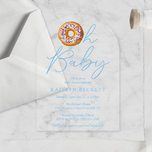 Oh Baby Donut Sprinkle Boys Baby Shower Acrylic Invitations