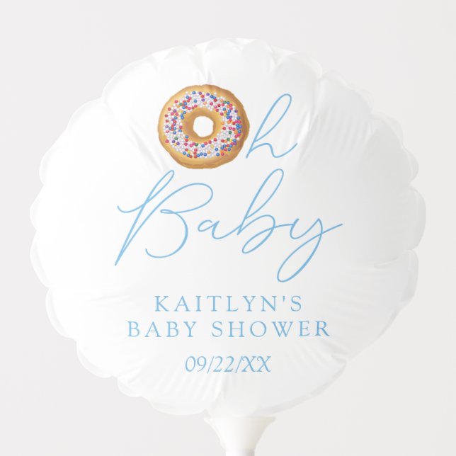 Oh Baby Donut Sprinkle Boys Baby Shower Balloon (Front)