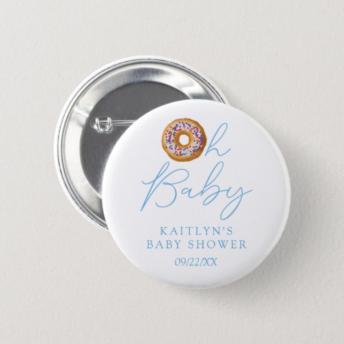 Oh Baby Donut Sprinkle Boys Baby Shower Button