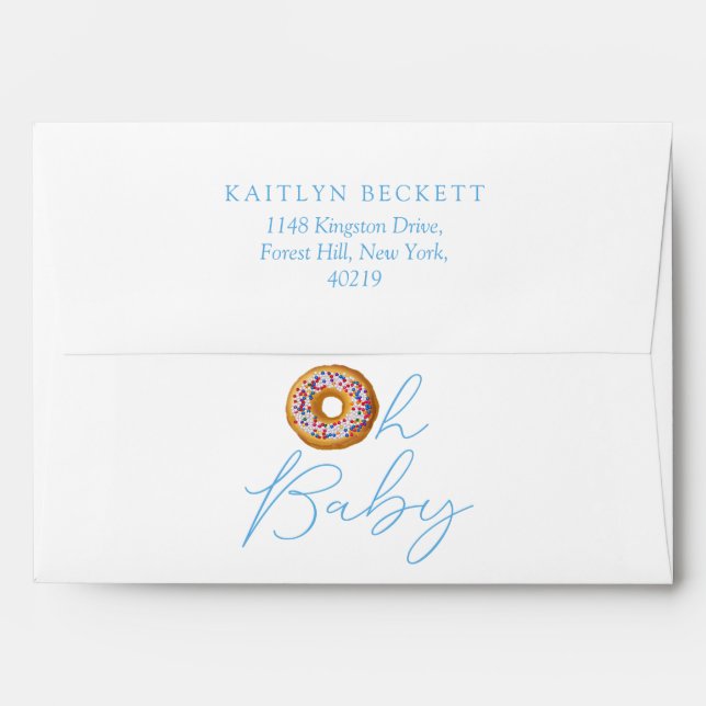 Oh Baby Donut Sprinkle Boys Baby Shower Envelope (Back (Top Flap))