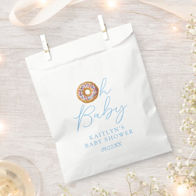 Oh Baby Donut Sprinkle Boys Baby Shower Favor Bag (Clipped)
