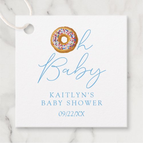 Oh Baby Donut Sprinkle Boys Baby Shower Favor Tags