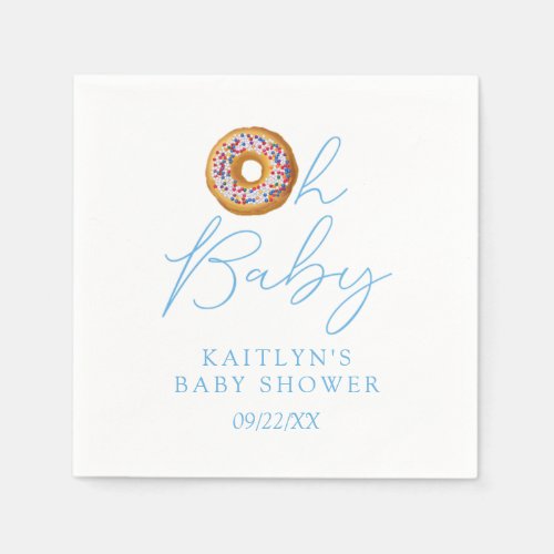 Oh Baby Donut Sprinkle Boys Baby Shower Napkins