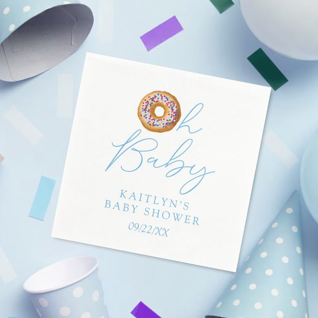 Oh Baby Donut Sprinkle Boys Baby Shower Napkins (Creator Uploaded)