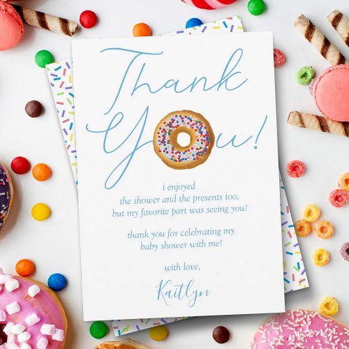 Oh Baby Donut Sprinkle Boys Baby Shower Thank You Card