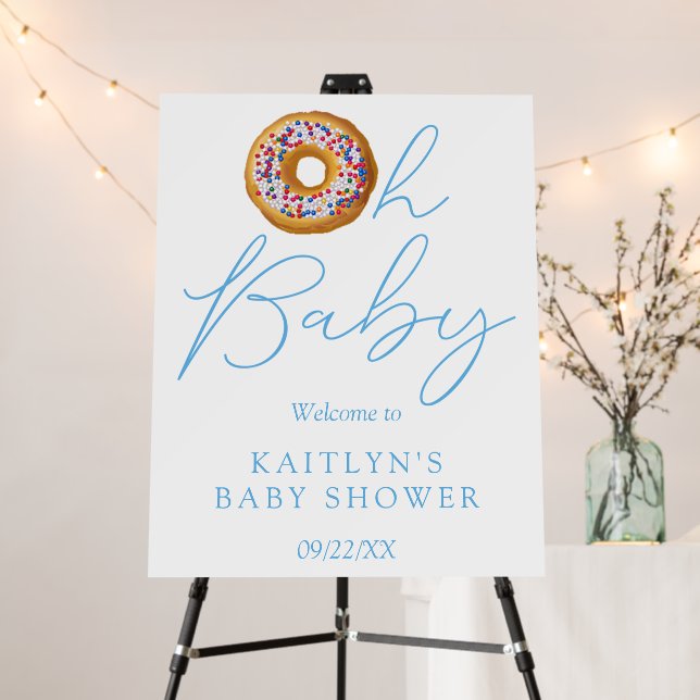 Oh Baby Donut Sprinkle Boys Baby Shower Welcome Foam Board (In Situ (Stand))