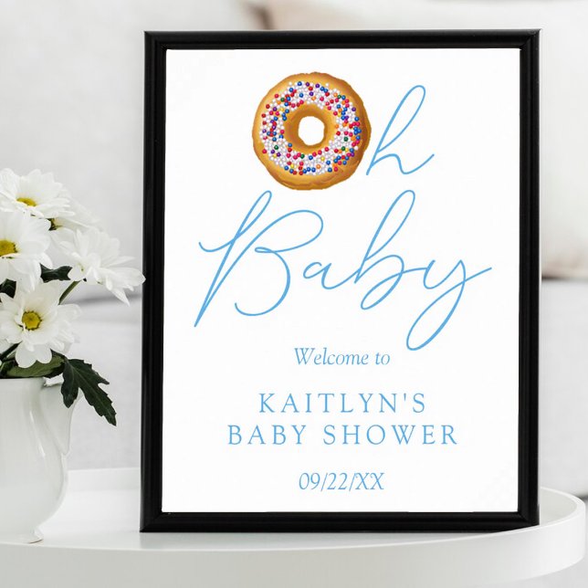 Oh Baby Donut Sprinkle Boys Baby Shower Welcome Poster (Creator Uploaded)