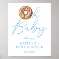 Oh Baby Donut Sprinkle Boys Baby Shower Welcome Poster