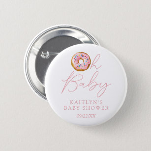 Oh Baby Donut Sprinkle Girls Baby Shower Button