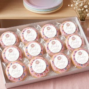 Oh Baby Donut Sprinkle Girls Baby Shower Classic Round Sticker