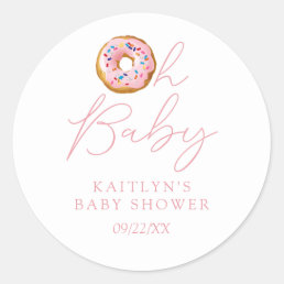 Oh Baby Donut Sprinkle Girls Baby Shower Classic Round Sticker