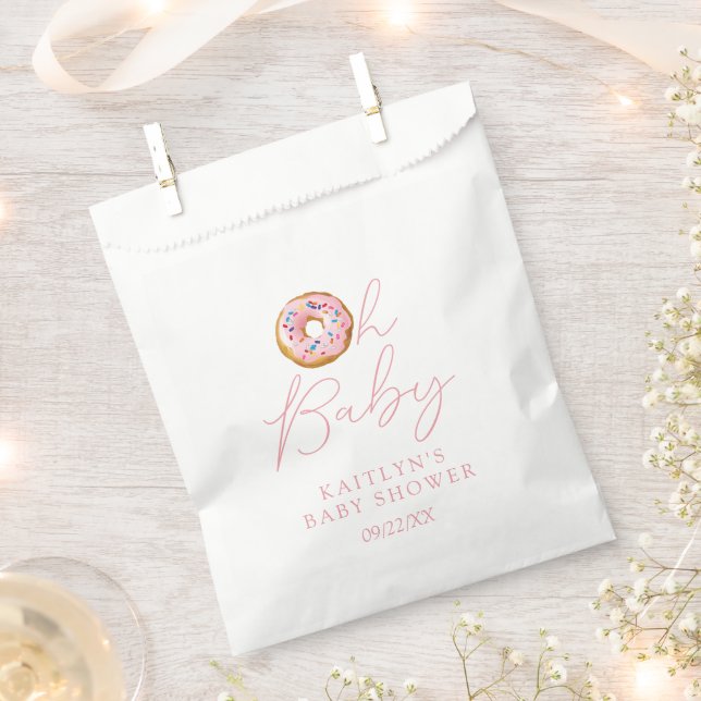 Oh Baby Donut Sprinkle Girls Baby Shower Favor Bag (Clipped)