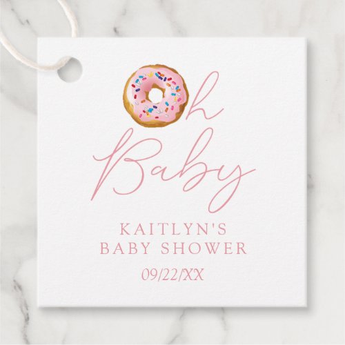 Oh Baby Donut Sprinkle Girls Baby Shower Favor Tags