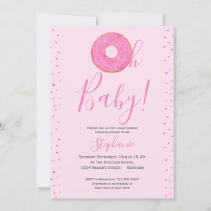 Oh Baby Donut Sprinkle Girl's Baby Shower Invitation