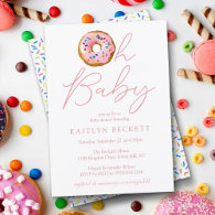 Oh Baby Donut Sprinkle Girls Baby Shower Invitation