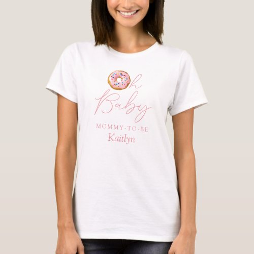 Oh Baby Donut Sprinkle Girls Baby Shower T_Shirt