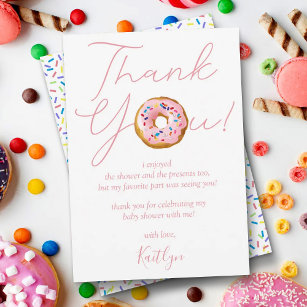 Oh Baby Donut Sprinkle Girls Baby Shower Thank You Card