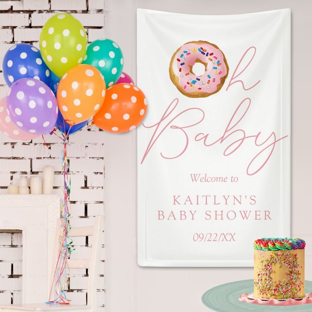 Oh Baby Donut Sprinkle Girls Baby Shower Welcome Banner (Creator Uploaded)