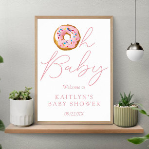 Oh Baby Donut Sprinkle Girls Baby Shower Welcome Poster
