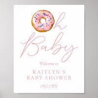 Oh Baby Donut Sprinkle Girls Baby Shower Welcome Poster