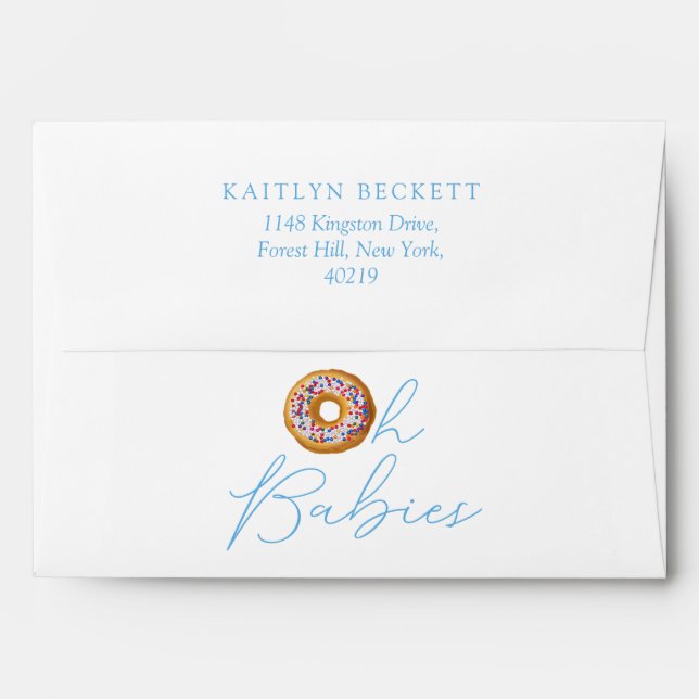 Oh Baby Donut Sprinkle Twin Boys Baby Shower Envelope (Back (Top Flap))