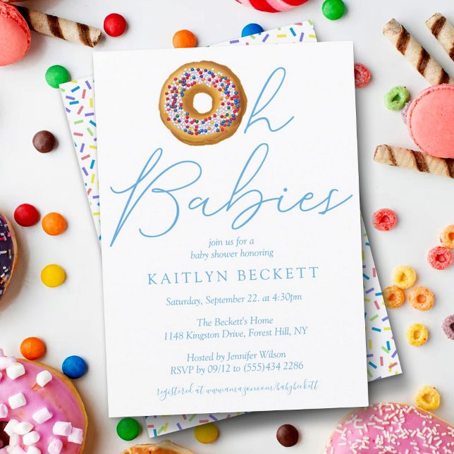 Oh Baby Donut Sprinkle Twin Boys Baby Shower Invitation (Creator Uploaded)