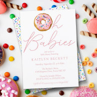 Oh Baby Donut Sprinkle Twin Girls Baby Shower Invitation