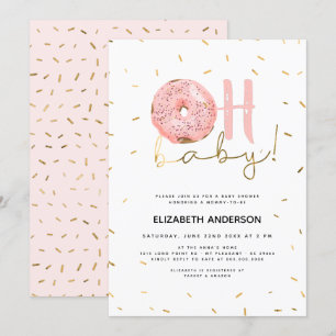 Oh Baby Donut & Sprinkles Gold Girl Baby Shower Invitation