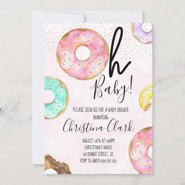 Oh Baby Donut Theme Baby Shower Invitation (Front)