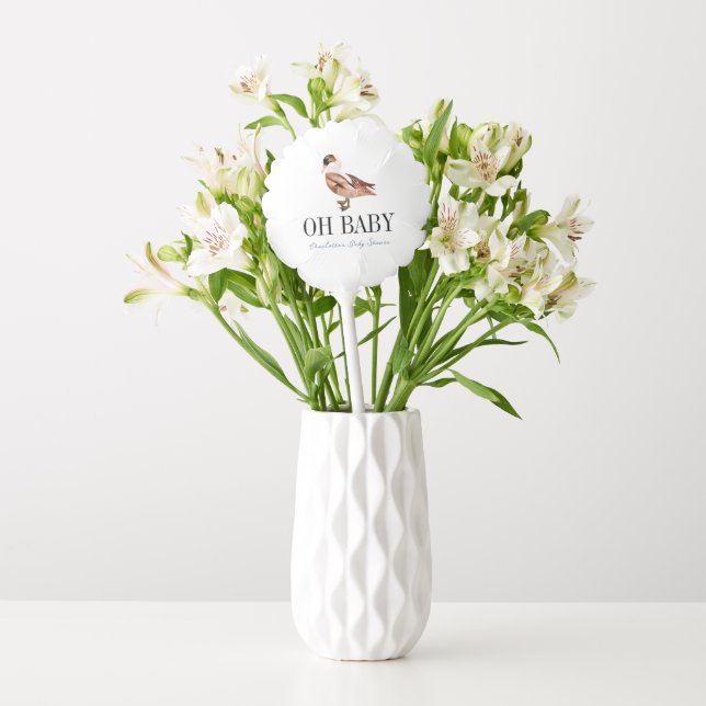 Oh Baby Duck/Mallard White Boy Baby Shower Balloon (Vase)