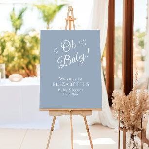 Oh Baby Dusty Blue Modern Baby Shower Welcome Foam Board